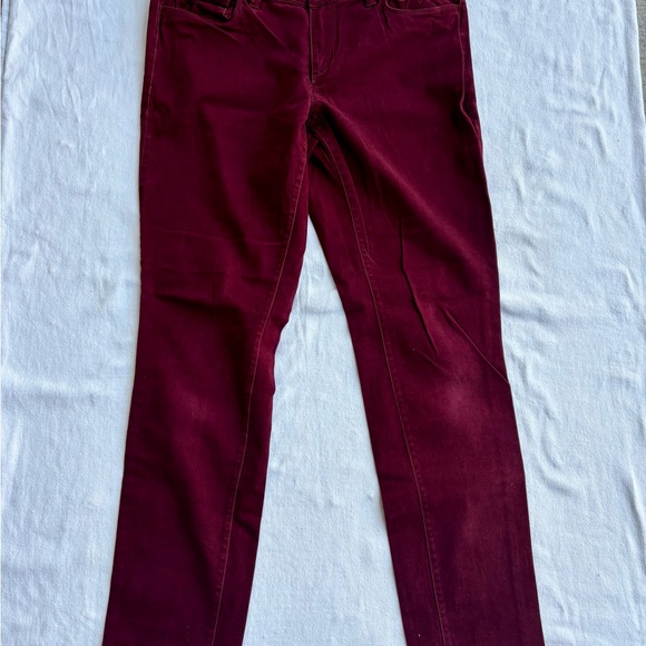 Ann Taylor Deep Red Curvy Skinny Velvet Jeans - Picture 1 of 10